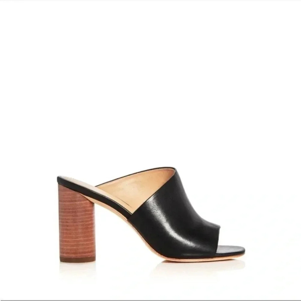 EUC Pour La Victoire Helena Side Peep Toe Chunky Block Heel Mule Sandals Sz 7.5
